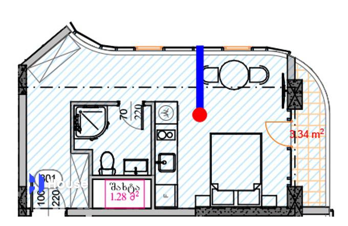 1 Room Flat For Sale view 2